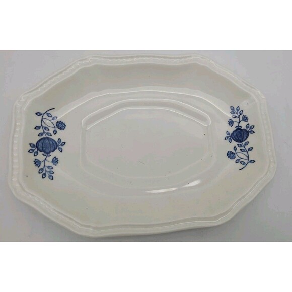 2 Piece Kensington Coventry Blue Onion Gravy Boat Underplate English Ironstone - Picture 7 of 12